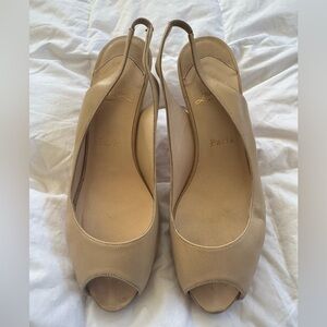 Christian Louboutin nude slingback heels size 37.5 size 7